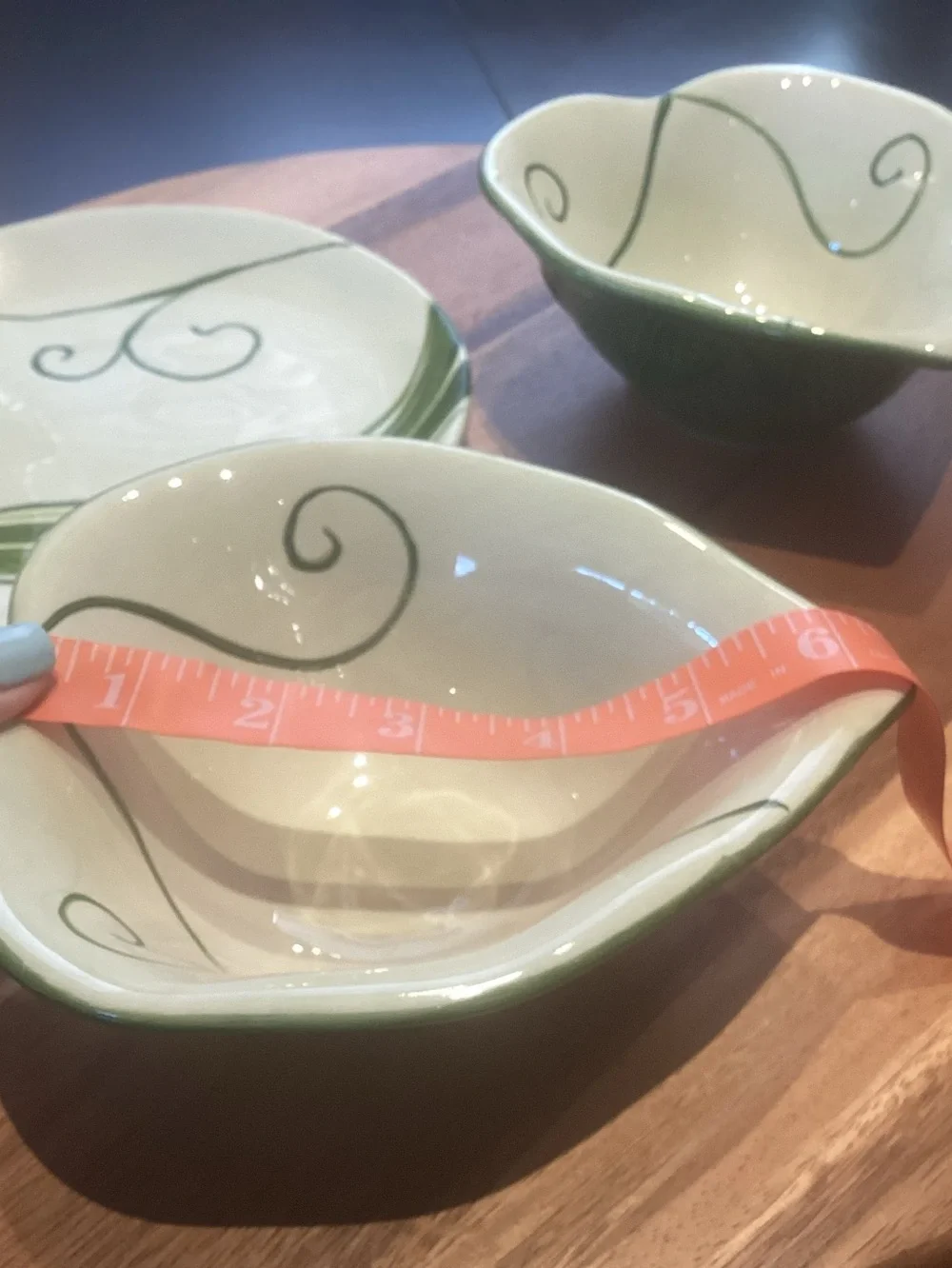 Pier 1 ladybug Salad Plate & bowls (2) set like new Heart Shaped Botanical